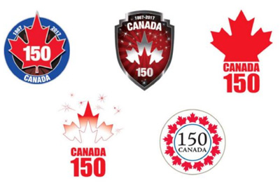 5 different designs for Canada 150 logo