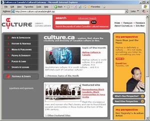Culture.ca English home page screen shot