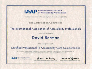 2016 IAAP certificate for David Berman 