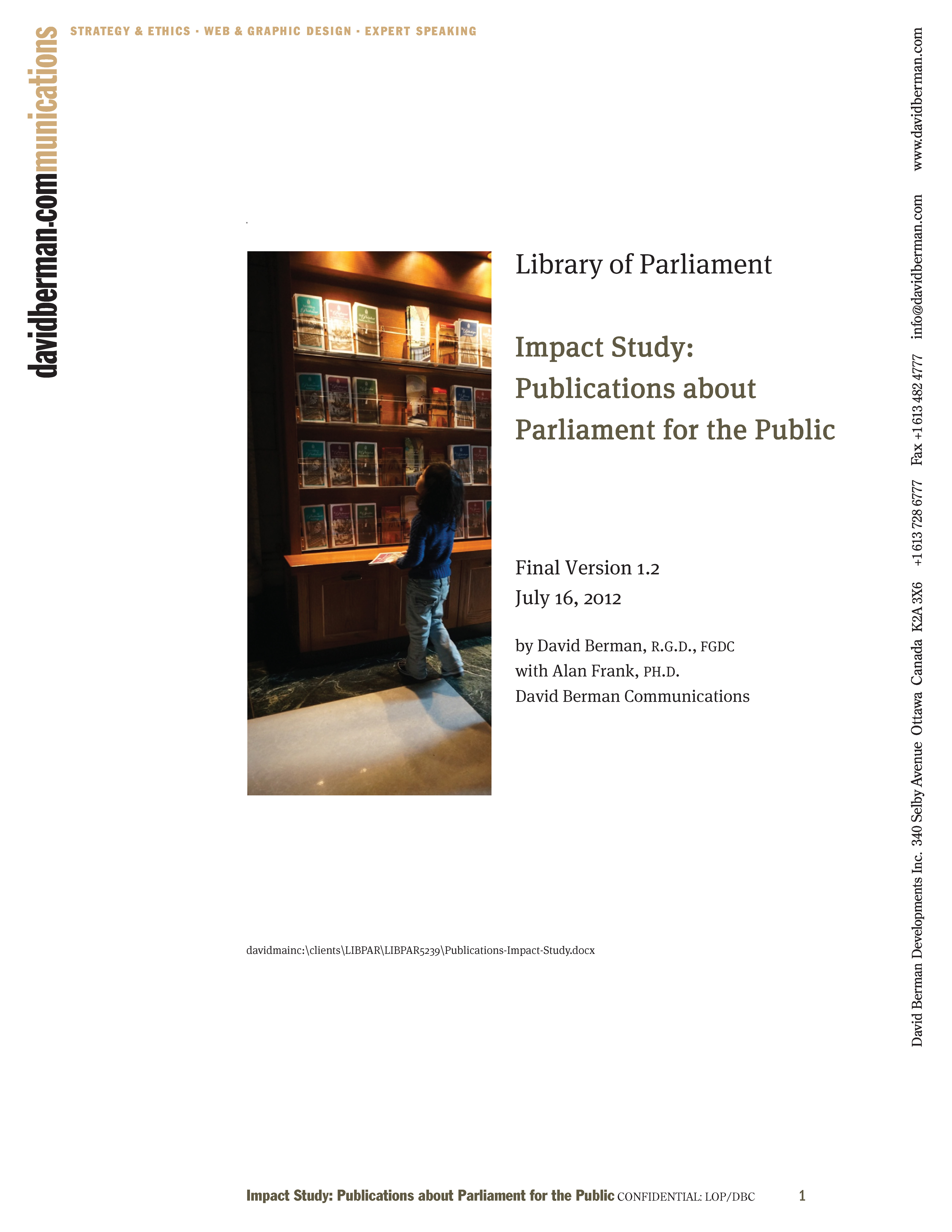 Image of the cover page of Library of Parliament