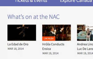 Screenshot of a use of NAC abbreviation on the National Arts Centre website