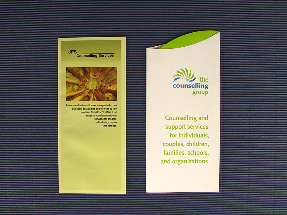 The Counselling group brochure cover before and after.